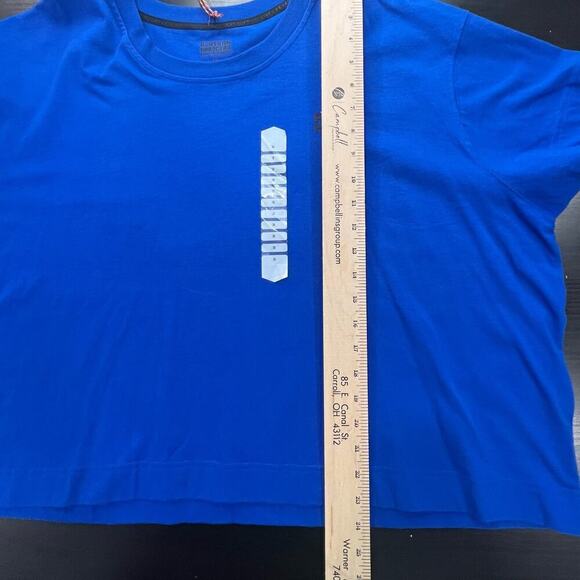 AKHG x Duluth Trading Co Crosshaul Elbow Sleeve Crop Tee, Sapphire, size 3X - Picture 6 of 12